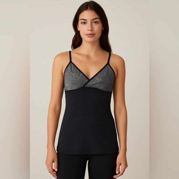 Lululemon Black & Gray Built-In Bra Tank Top Size 8 - Picture 1 of 6